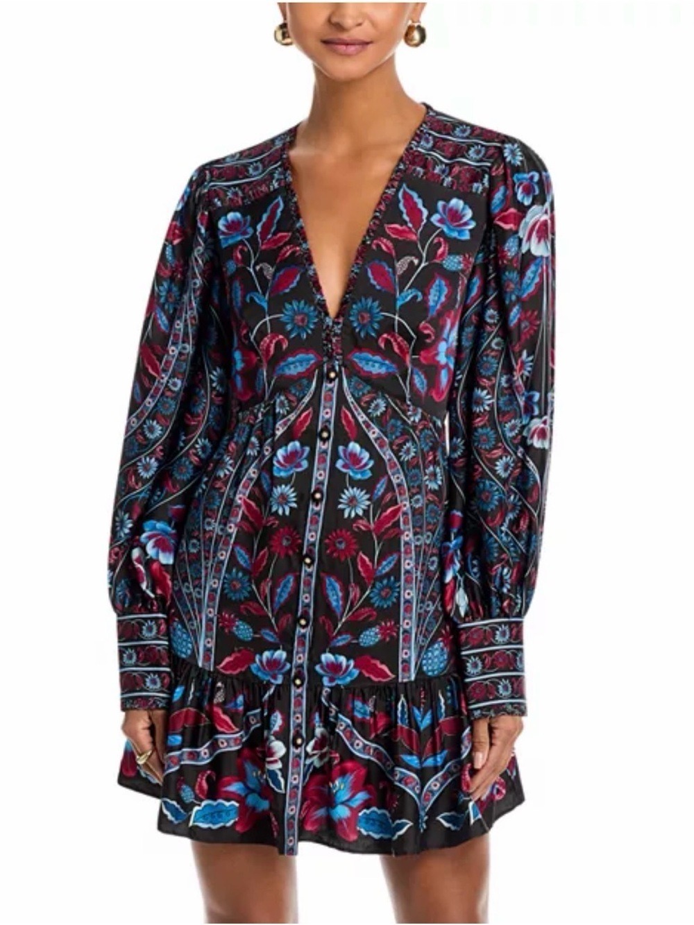 Farm Rio Marcelle Long Sleeve Mini Dress
